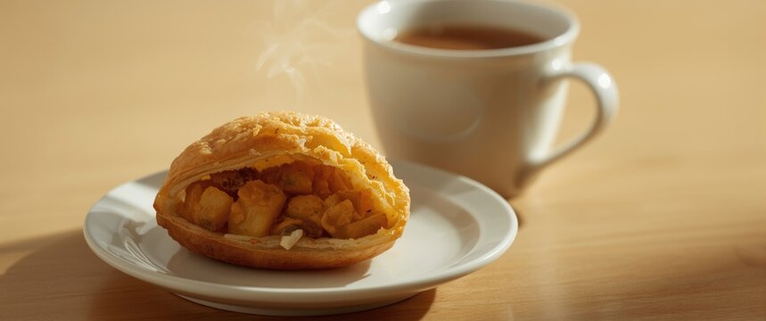 Curry Puff from Southeast Asia Featuring Curry, Chicken, and Potatoes Encased in a Deep-Fried or Baked Pastry Shell