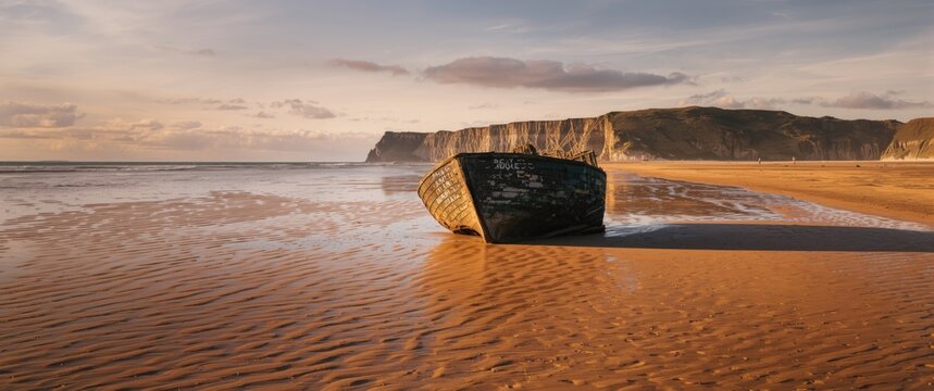 Ship remains found on beach in Hunstanton, Norfolk, England, UK