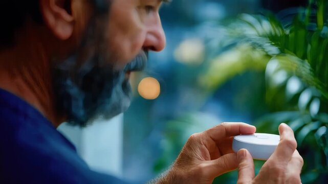 Hands pressing the test button on a smoke alarm for home fire safety and emergency preparedness
