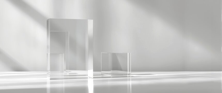 Set of 4 Acrylic Blocks Solid Clear Perspex Plinths for Product Photography and Retail Jewellery Displays