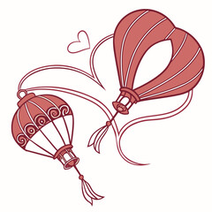 Romantic Hot Air Balloon Love Illustration