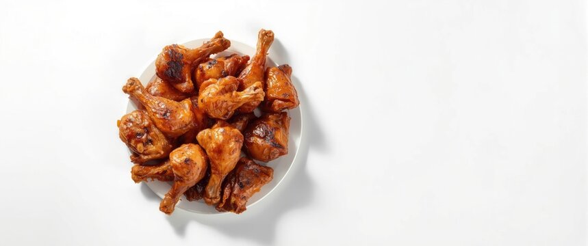 Chicken with bones on a plain white background