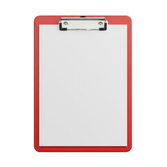 Blank red clipboard isolated on transparent background, isolated on white background
