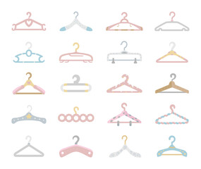 Wardrobe hanger set in scandinavian style assortment featuring wooden plastic metal clothes storage organization laundry closet retail display household utility