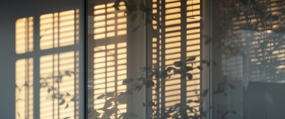 Fototapeta premium Shadows projected on the window by metal blinds