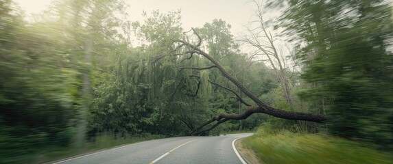 Obraz premium Wind storm causes Cypress tree to fall