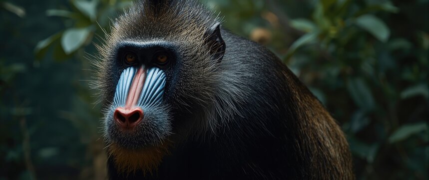 Mandrill monkey confined in zoo enclosure