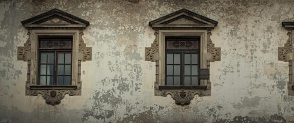 Obraz premium castle wall featuring three windows