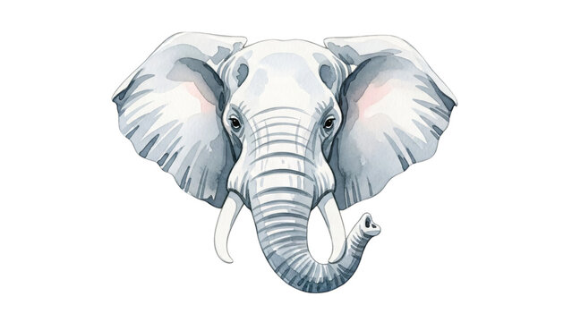 An elephant head is shown in this watercolor drawing by artist and.