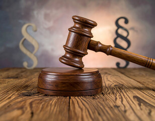 udge gavel with paragraph symbol symbolizing justice and law. Symbol for crime, judgement, legislation and judicial decisions. This image was artificially generated with AI
