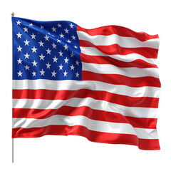 Obraz premium An american flag waving in the wind on black background with clipping.