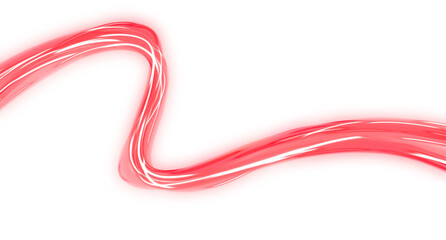 Abstract Red Neon Light Wave on transparent Background