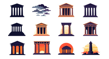 Obraz premium Collection of ancient Greek and Roman architectural elements and structures