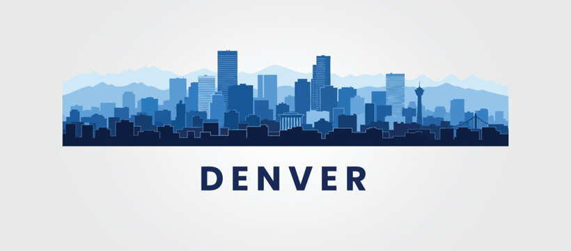 Minimalist Denver skyline illustration featuring the Mile High City.
