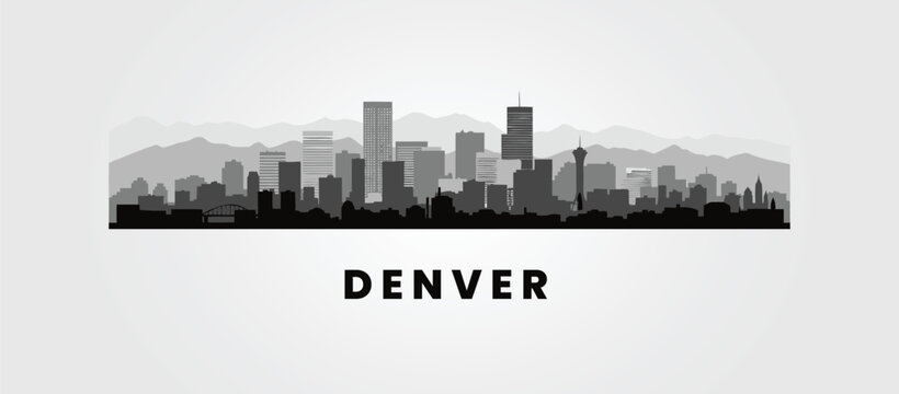 Denver Colorado city skyline silhouette vector on white background.
