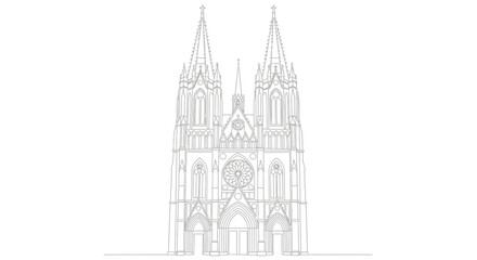 Fototapeta premium Gothic cathedral architecture drawing