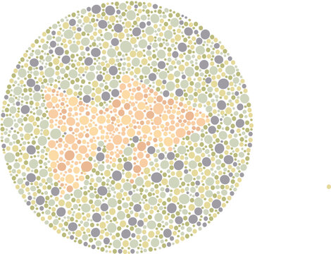 Color Blind Test Vector Plate with Hidden Clownfish Shape in Ishihara Style. Color Blind Test with Animal Image