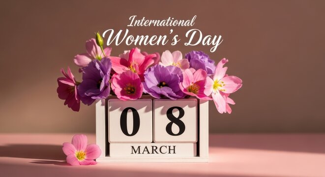 International women's day celebration on march 8th with beautiful flowers