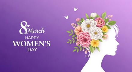 Happy women's day celebration on march 8th with flowers and empowerment