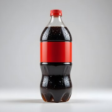A refreshing bottle of dark soda with a vibrant red label. 2 liter soda