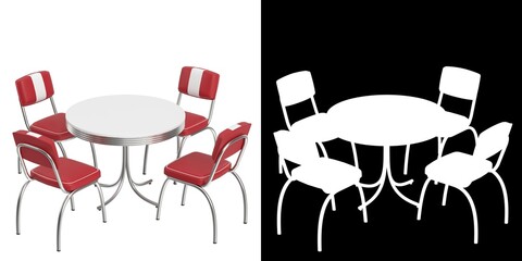 3D rendering illustration of a set of Retro Diner Table and Chairs © Francesco Milanese