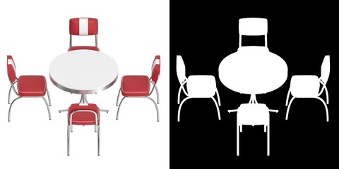 3D rendering illustration of a set of Retro Diner Table and Chairs © Francesco Milanese