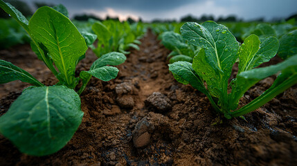 Organic Leafy Green Crops in Healthy Soil &ndash; Regenerative Agriculture, Soil Health, and Sustainable Food Systems