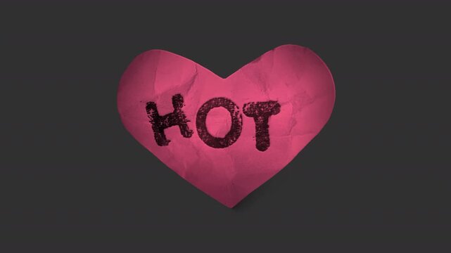 A stop motion style peeling paper sticker with cheeky caption in the shape of a love heart with alpha for easy overlay and drag and drop.