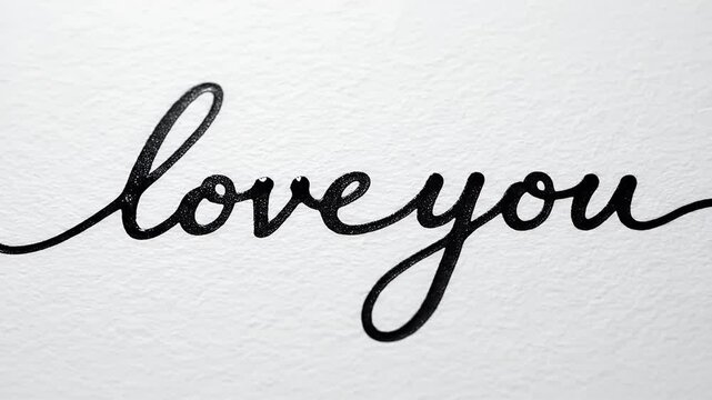 Handwritten "Love You" on White Background - The video features the phrase "love you" handwritten in elegant, flowing script on a clean white background.