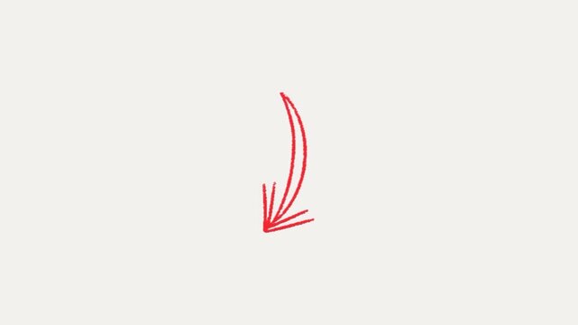 Point the way and boost your engagement with this energetic red hand-drawn down arrow animation.
