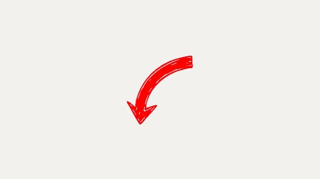 Point the way and boost your engagement with this energetic red hand-drawn down arrow animation.
