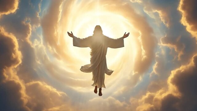 Jesus Christ Resurrected Ascending to Heaven