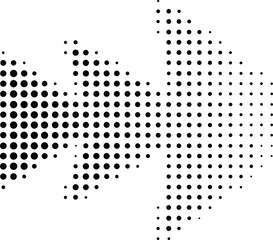 Black vector arrow icons. Cursor. Arrows sign. Modern Simple Arrows. Arrow Icon halftone made of dots on white background. Transparent background