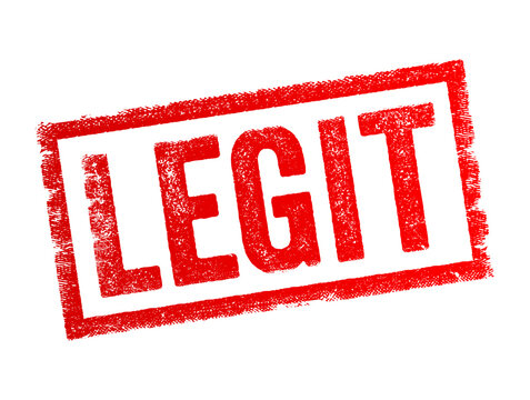 Legit rubber stamp graphic with a distressed ink texture. This professional seal signifies authenticity, verification, and legal approval for business documents, quality checks, and products