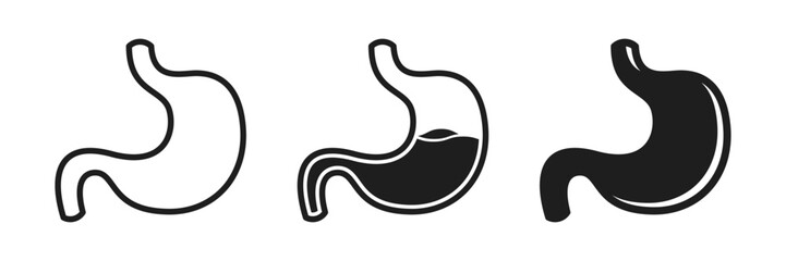 Obraz premium Gerd stomach icon set collection in flat style. Reflux vector illustration on isolated background. Esophageal organ sign business concept.