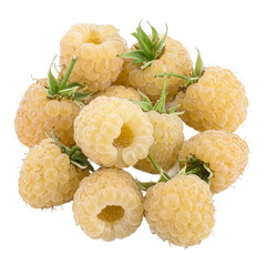 White raspberries isolated on white background