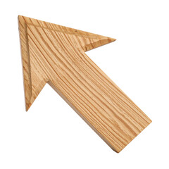 wooden upwards arrow for growing business isolated on white or transparent background