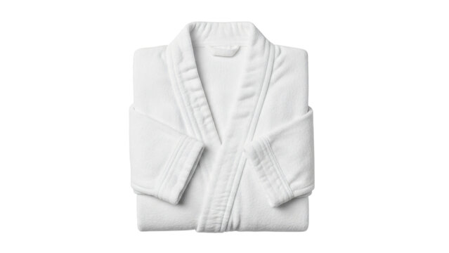 White bathrobe with white robe front and white towel back.
