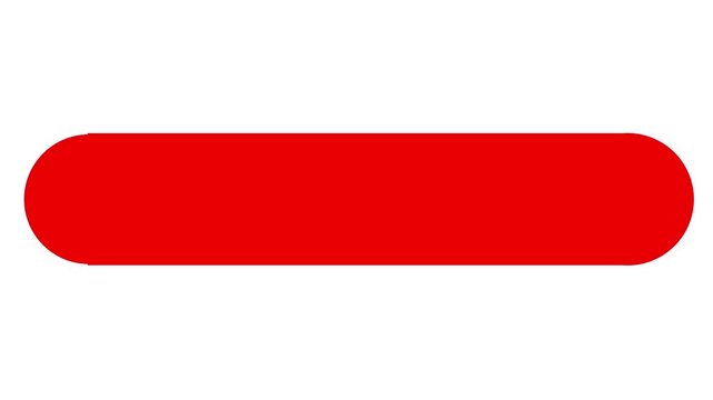 Red circle morphing into a long rounded rectangle and shrinking back. Loading bar or button interaction animation for web and app interfaces.