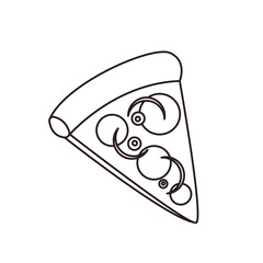 slice of pizza food snack delicious cheesy cheese salami crust fast food emoji symbol sign icon vector illustration isolated flat