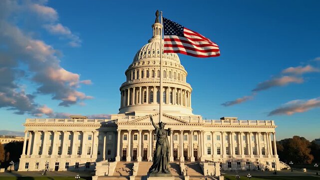U.S. Capitol Building at Sunrise - This video shows the U.S. Capitol Building in Washington D.C. bathed in the warm light of sunrise.