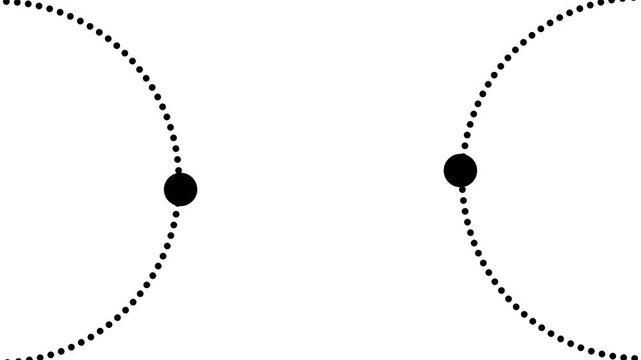 Minimalist dotted circle rotating animation. Abstract loading buffer icon made of moving dots in a circular path on a white background.