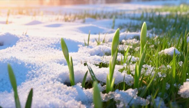 slow crossfade snow to spring green shoots perfect for spring equinox