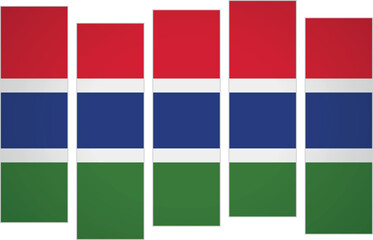 Obraz premium Flag of Gambia. Flag with a design featuring vertical panels in a modular perspective
