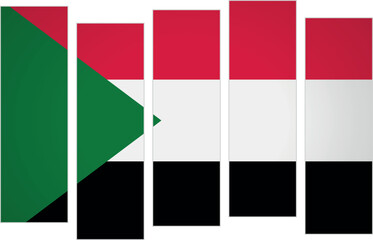 Obraz premium Flag of Sudan. Flag with a design featuring vertical panels in a modular perspective