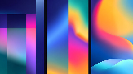 A colorful background with purple, blue, and orange shapes. The background is blurry and has a lot of detail