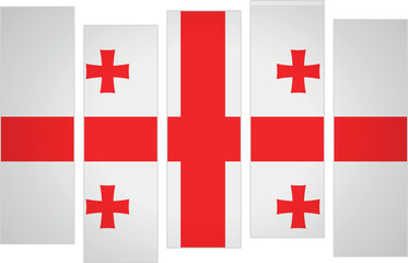 Fototapeta premium Flag of Georgia. Flag with a design featuring vertical panels in a modular perspective