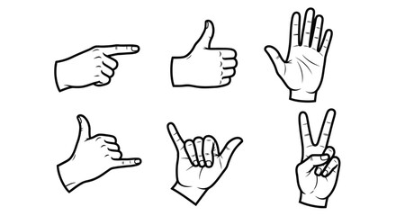 Obraz premium Hand gestures illustration set with various signs.