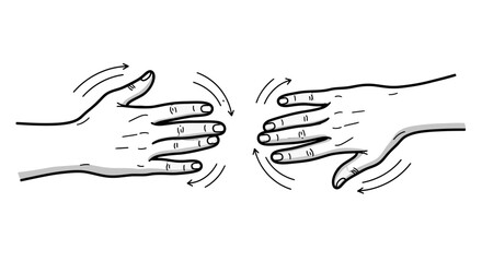 Obraz premium Simple line drawing of two hands gesturing towards each other.