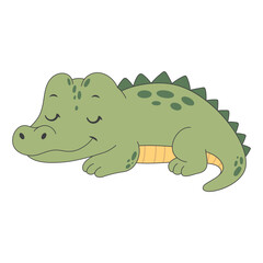 Fototapeta premium Sleeping baby crocodile cartoon animal vector illustration